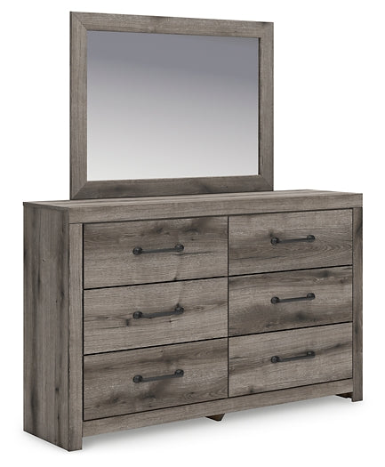 Graystorm Queen Panel Bed with Mirrored Dresser, Chest and Nightstand