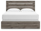 Graystorm King Panel Bed with Mirrored Dresser and Nightstand