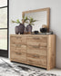 Hyanna Queen Panel Storage Bed with 1 Under Bed Storage Drawer, Dresser, Mirror, Chest and Nightstand