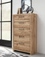 Hyanna Queen Panel Storage Bed with 1 Under Bed Storage Drawer, Dresser, Mirror, Chest and Nightstand