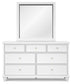 Fortman Queen Panel Bed with Mirrored Dresser, Chest and Nightstand