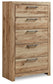 Hyanna Queen Panel Storage Bed with 2 Under Bed Storage Drawer, Dresser, Mirror, Chest and Nightstand