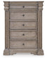 Blairhurst California King Panel Bed, Dresser, Mirror, Chest and Nightstand