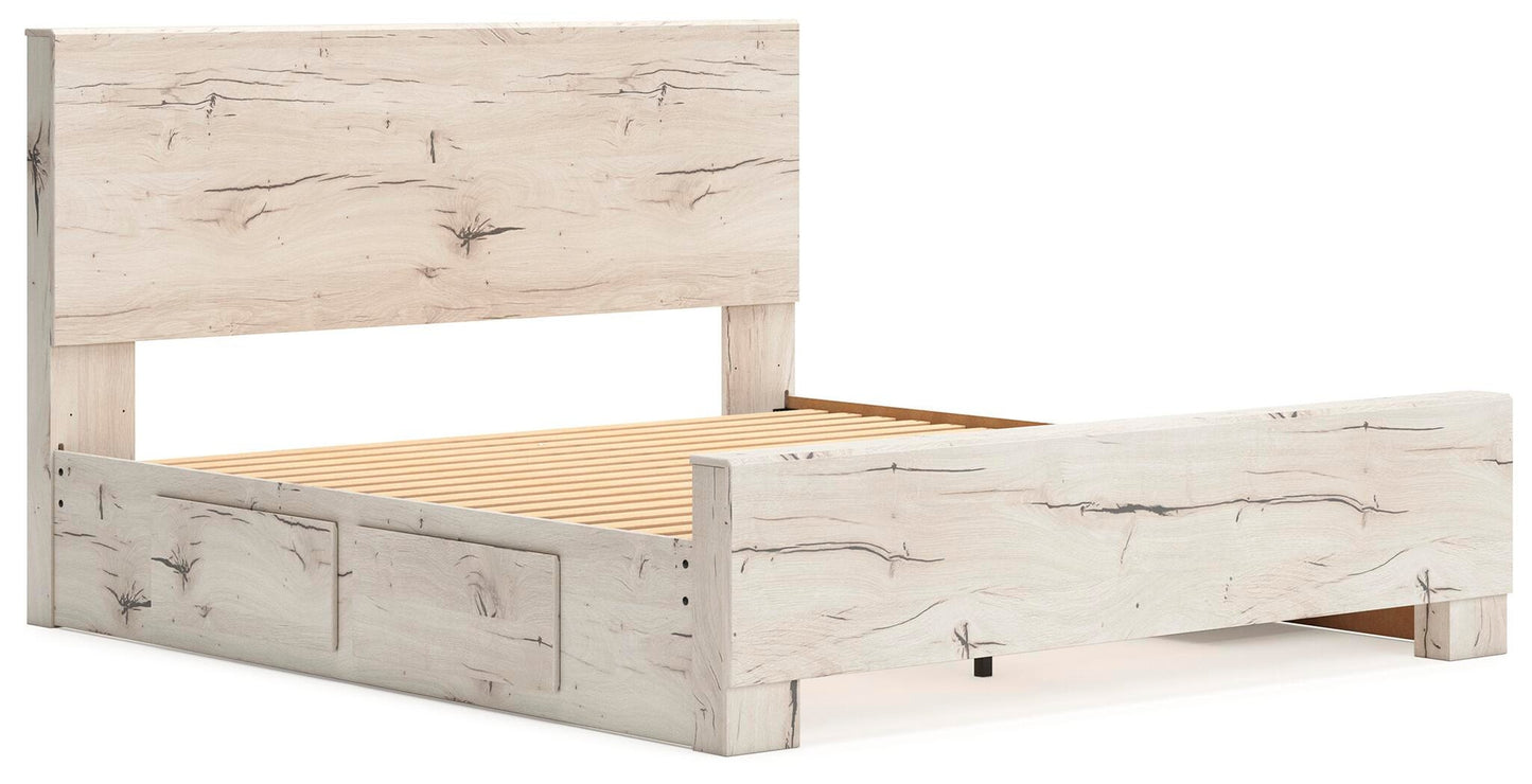 Lawroy King Panel Bed with Storage, Dresser and Mirror