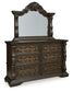 Maylee Queen Canopy Bed, Dresser and Mirror