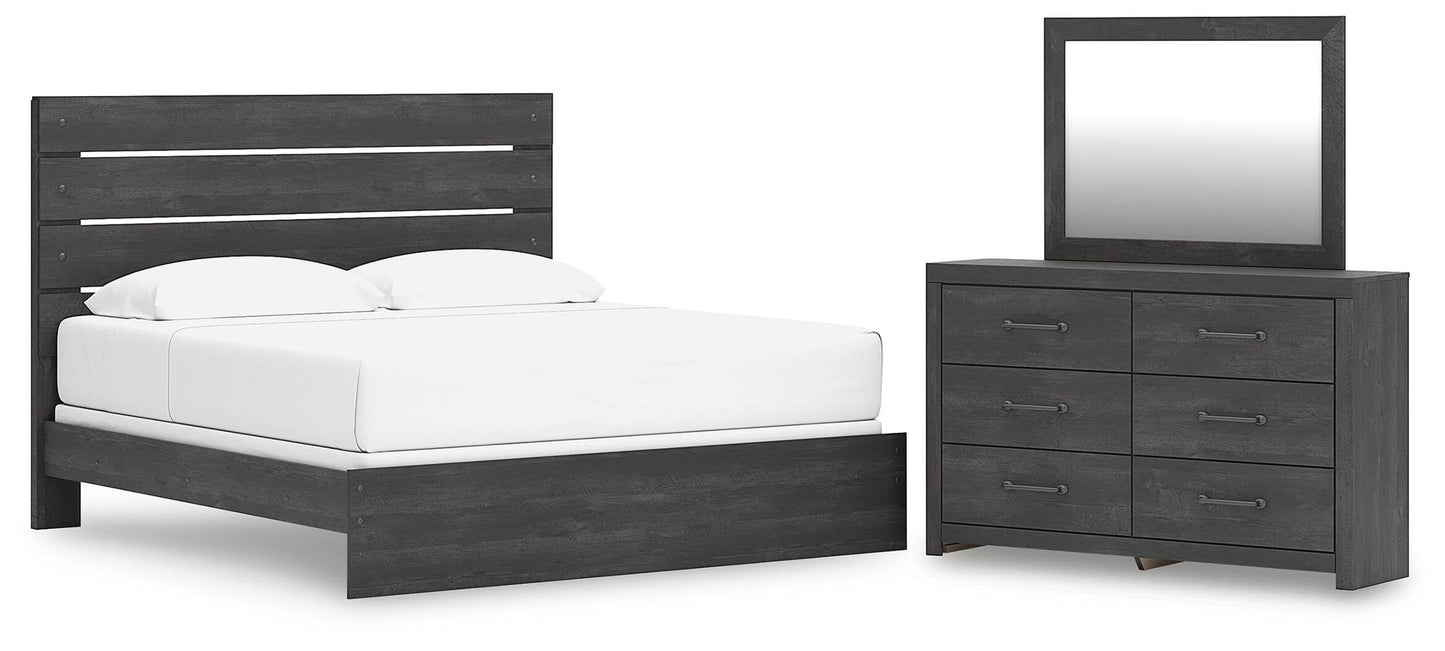Hollivern King Panel Bed, Dresser and Mirror