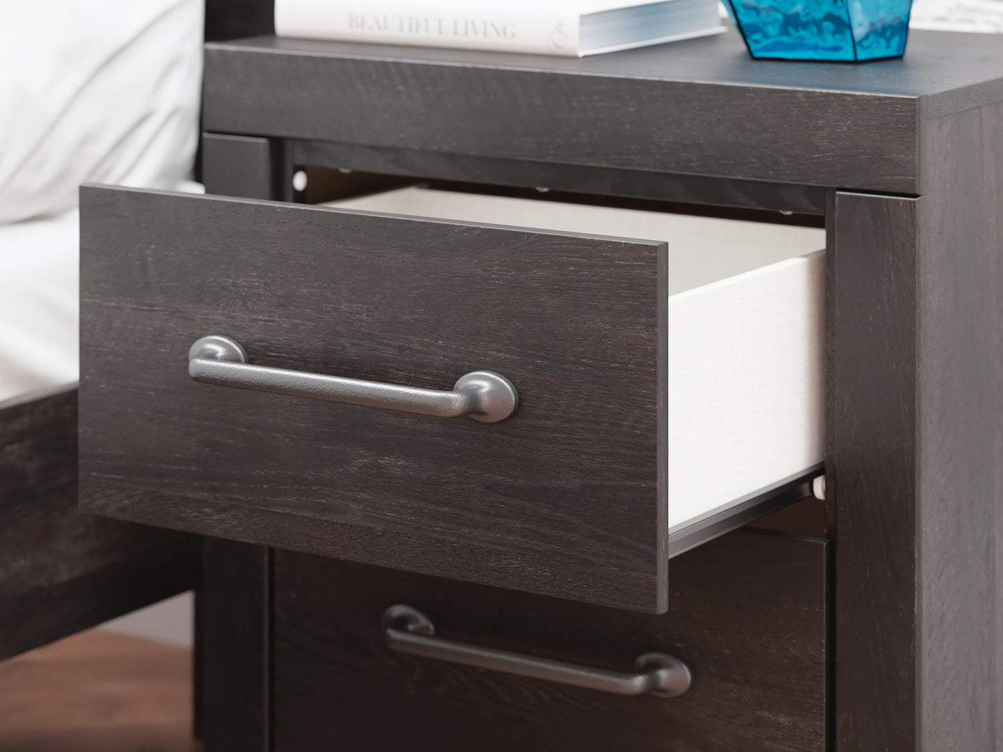 Hollivern King Panel Bed, Dresser, Mirror, Chest and Nightstand