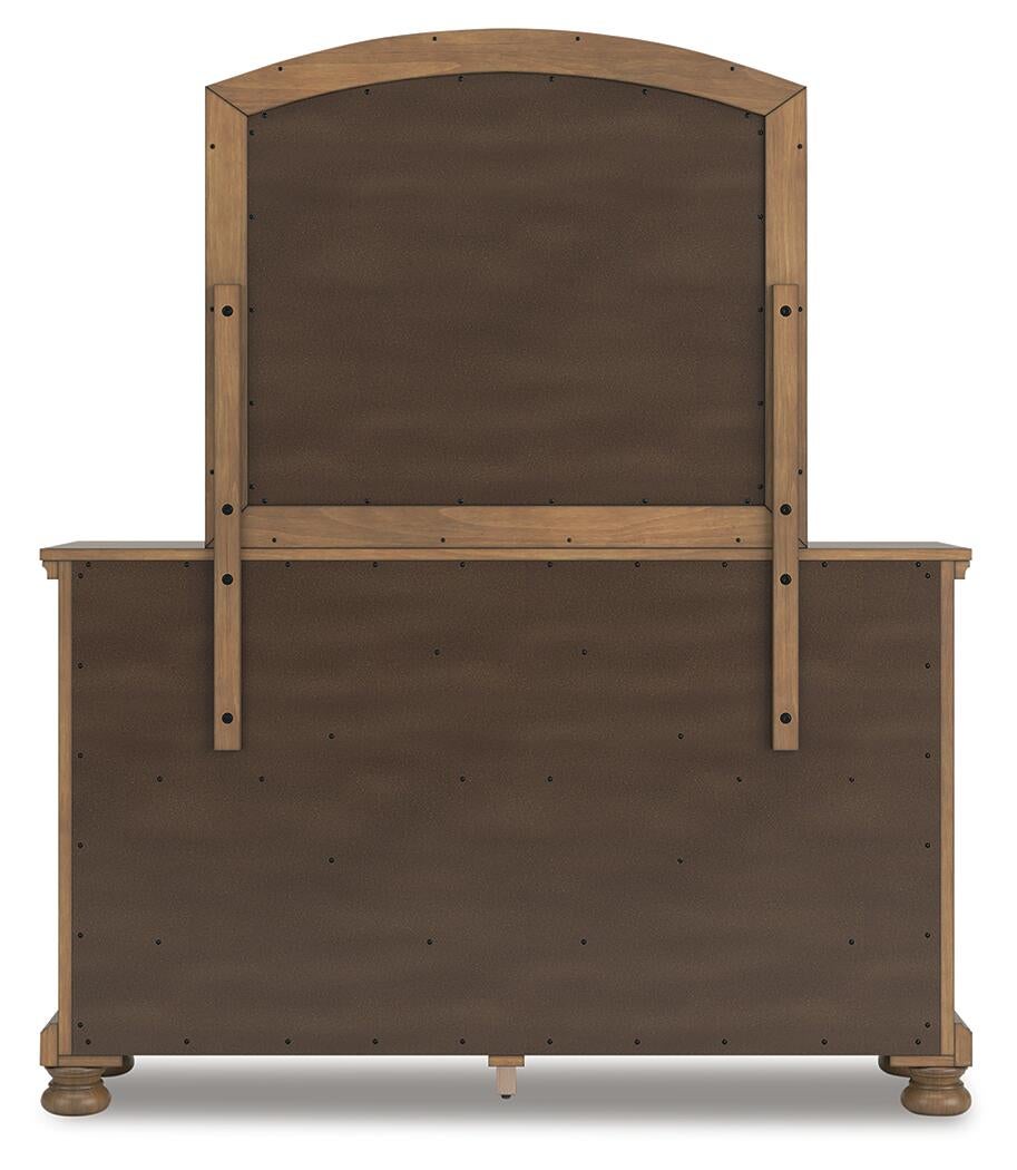 Feddinger King Storage Sleigh Bed with Mirrored Dresser