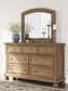Feddinger Queen Storage Sleigh Bed with Mirrored Dresser, Chest and Nightstand
