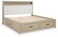Calmoro King Bookcase Bed with Mirrored Dresser and Nightstand