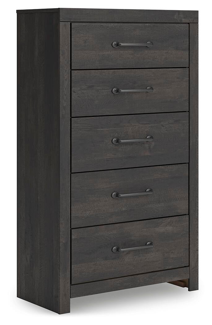 Hollivern Full Panel Bed, Dresser, Mirror, Chest and Nightstand