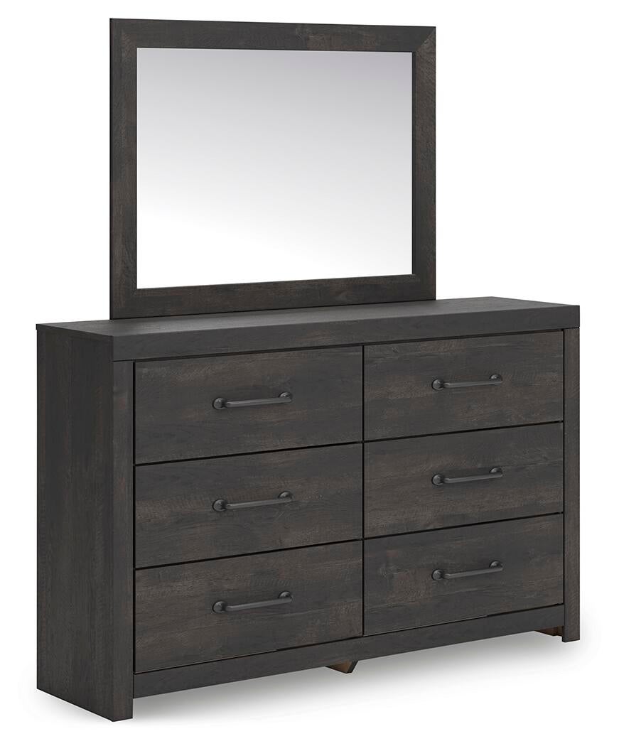 Hollivern Full Panel Bed with Storage, Dresser and Mirror