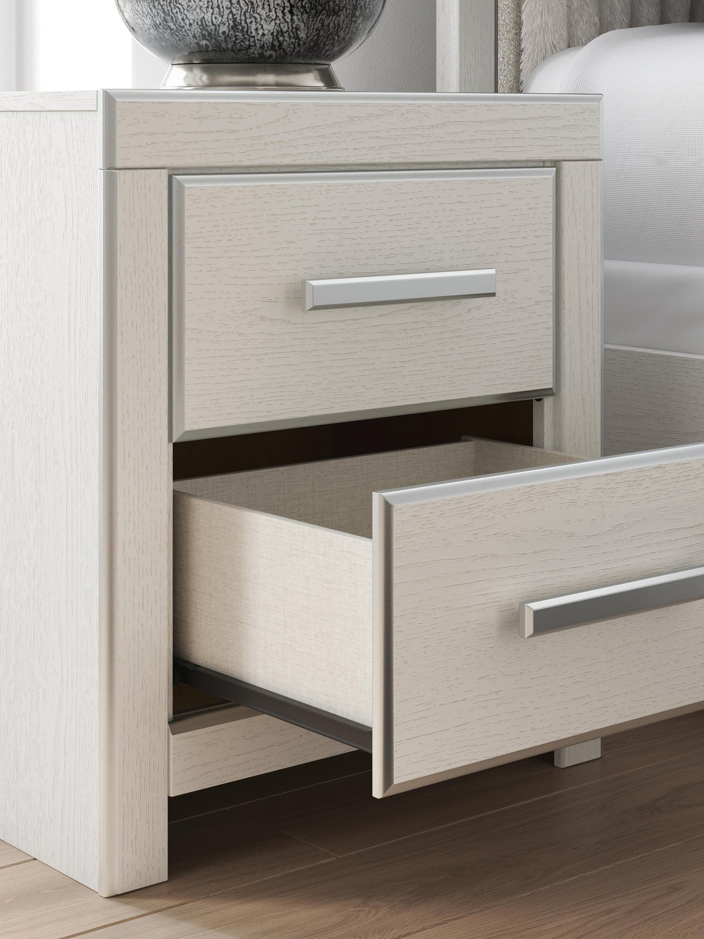 Zuraleus King Upholstered Panel Platform Bed, Dresser, Mirror, Chest and Nightstand