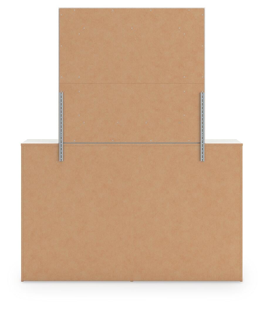 Zuraleus Queen Upholstered Panel Platform Storage Bed, Dresser, Mirror and Nightstand
