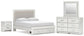 Zuraleus Queen Upholstered Panel Platform Storage Bed, Dresser, Mirror and Nightstand