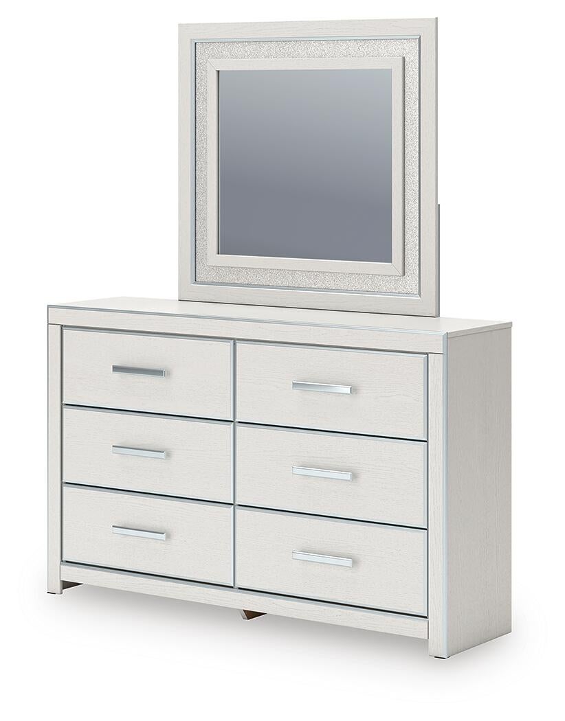 Zuraleus Queen Upholstered Panel Platform Bed, Dresser, Mirror and Nightstand
