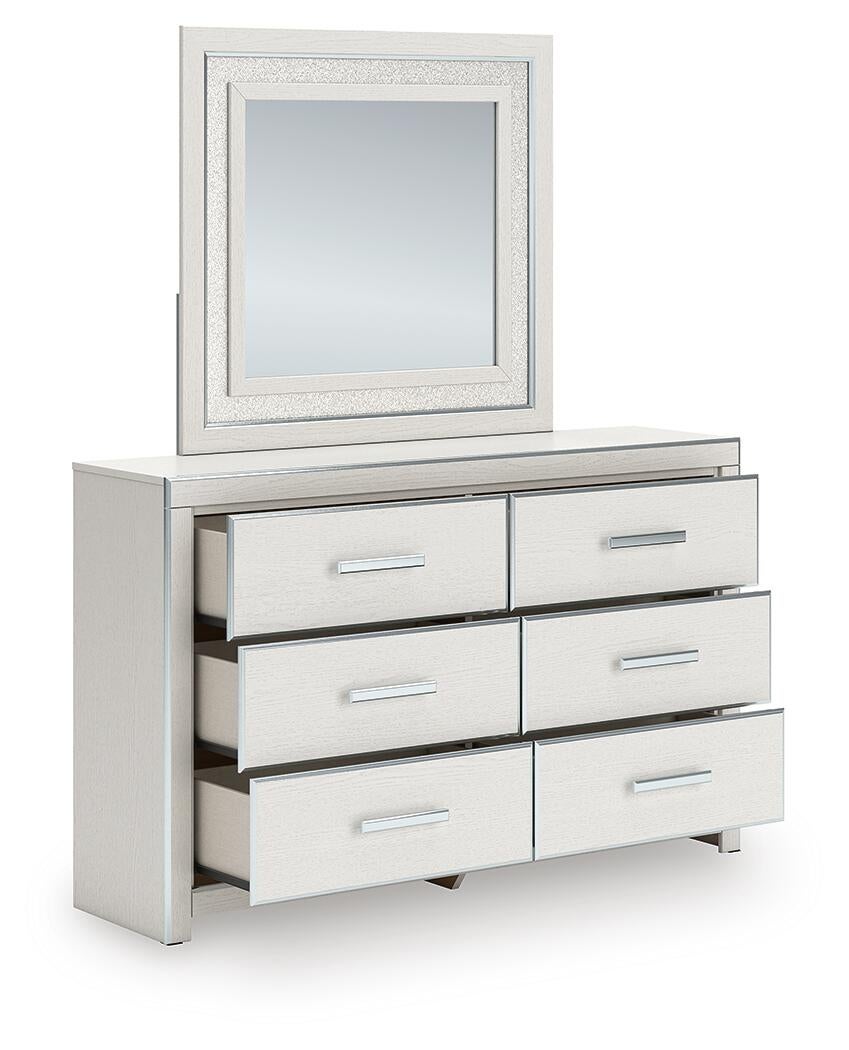Zuraleus California King Upholstered Bed, Dresser, Mirror and Nightstand