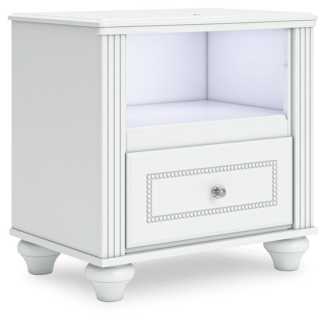 Kozlani Full Upholstered Panel Storage Bed, Dresser, Mirror and Nightstand
