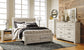 Bellaby Queen Platform Bed with 2 Storage Drawers with Mirrored Dresser, Chest and 2 Nightstands