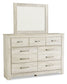 Bellaby Queen Platform Bed with 2 Storage Drawers with Mirrored Dresser, Chest and Nightstand