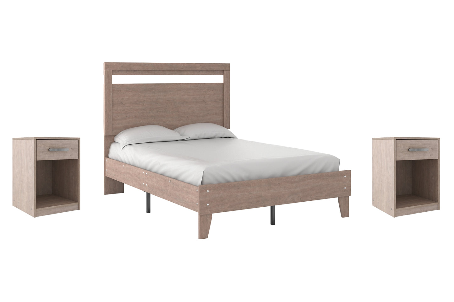 Ashley Express - Flannia Full Panel Platform Bed with 2 Nightstands