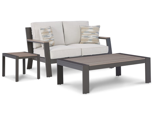 Ashley Express - Tropicava Outdoor Loveseat with Coffee Table and End Table