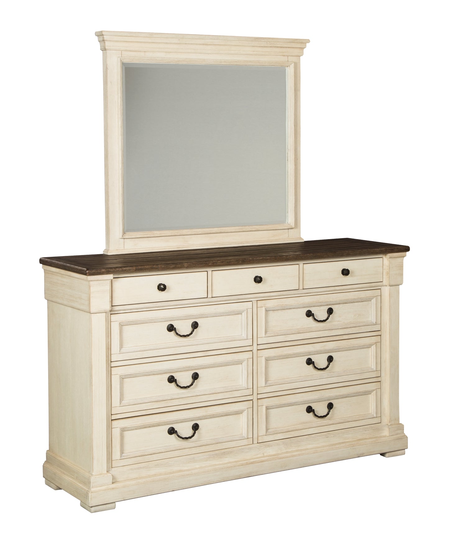 Bolanburg King Panel Bed with Mirrored Dresser, Chest and Nightstand