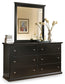 Maribel King/California King Panel Headboard with Mirrored Dresser