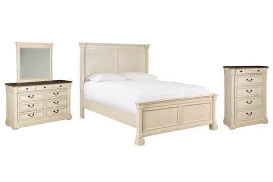 Bolanburg Queen Panel Bed with Mirrored Dresser, Chest and Nightstand