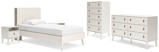 Ashley Express - Aprilyn Twin Bookcase Bed with Dresser, Chest and 2 Nightstands